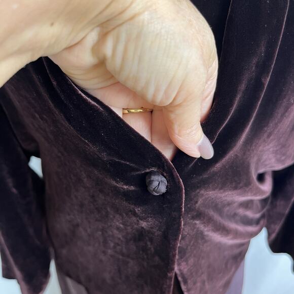 Women’s Eileen Fisher 3 PC Silk Skirt Velvet Top + Jacket Purple M Event Wedding - Picture 9 of 16